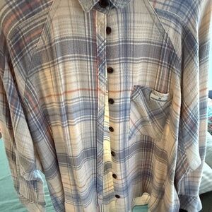 BDG: Blue and White Plaid women’s oversized button up shirt